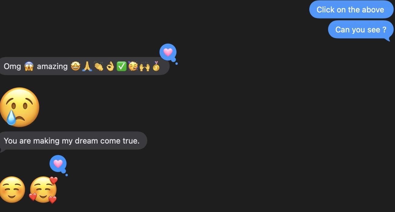 Screenshot of Rosa Medina saying, You are making my dream come true.